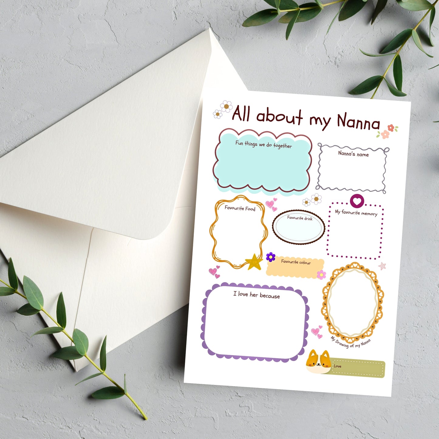 All about my Nanna...keepsake card.