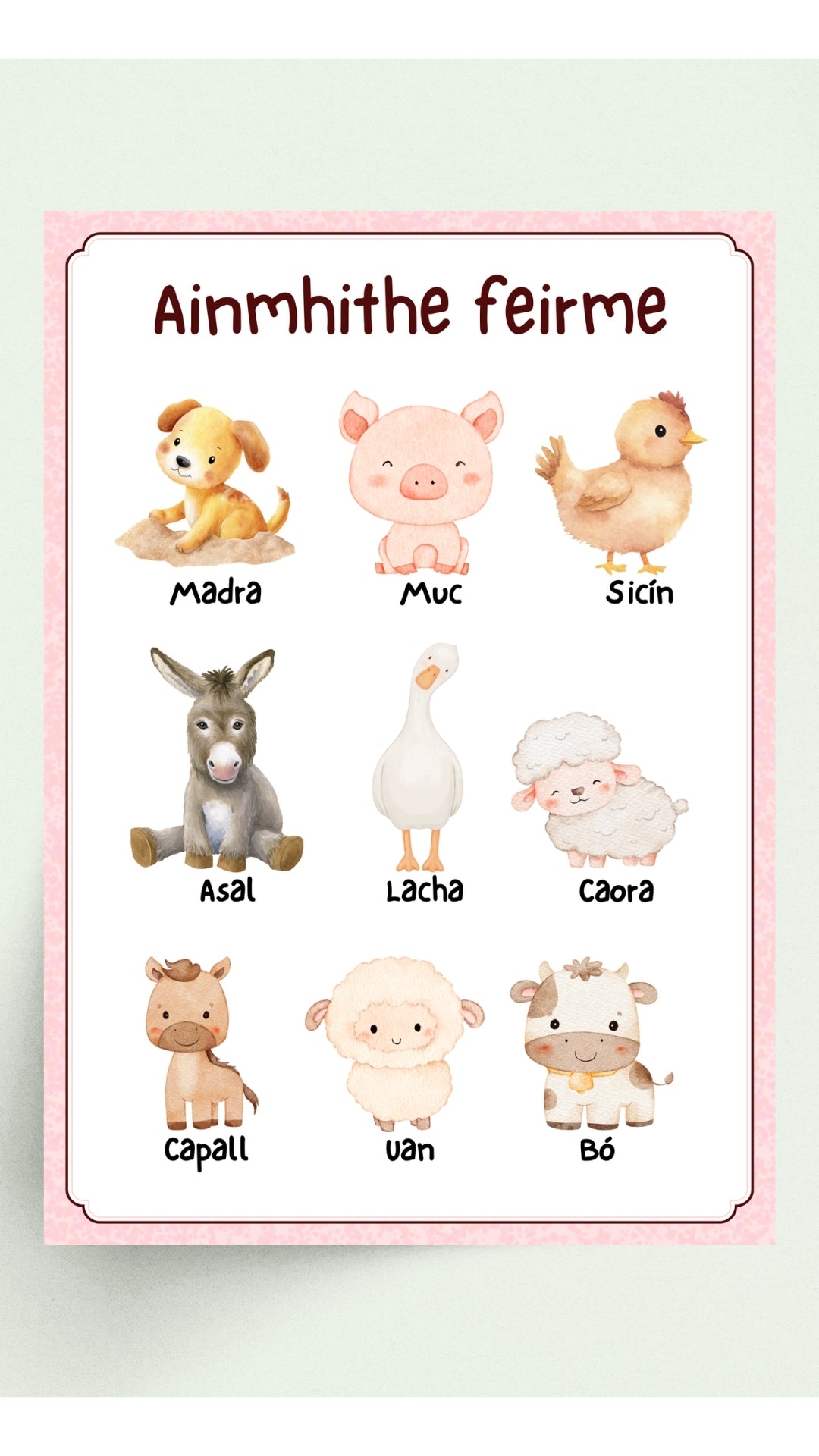 Ainmhithe Feirme - A3 Print