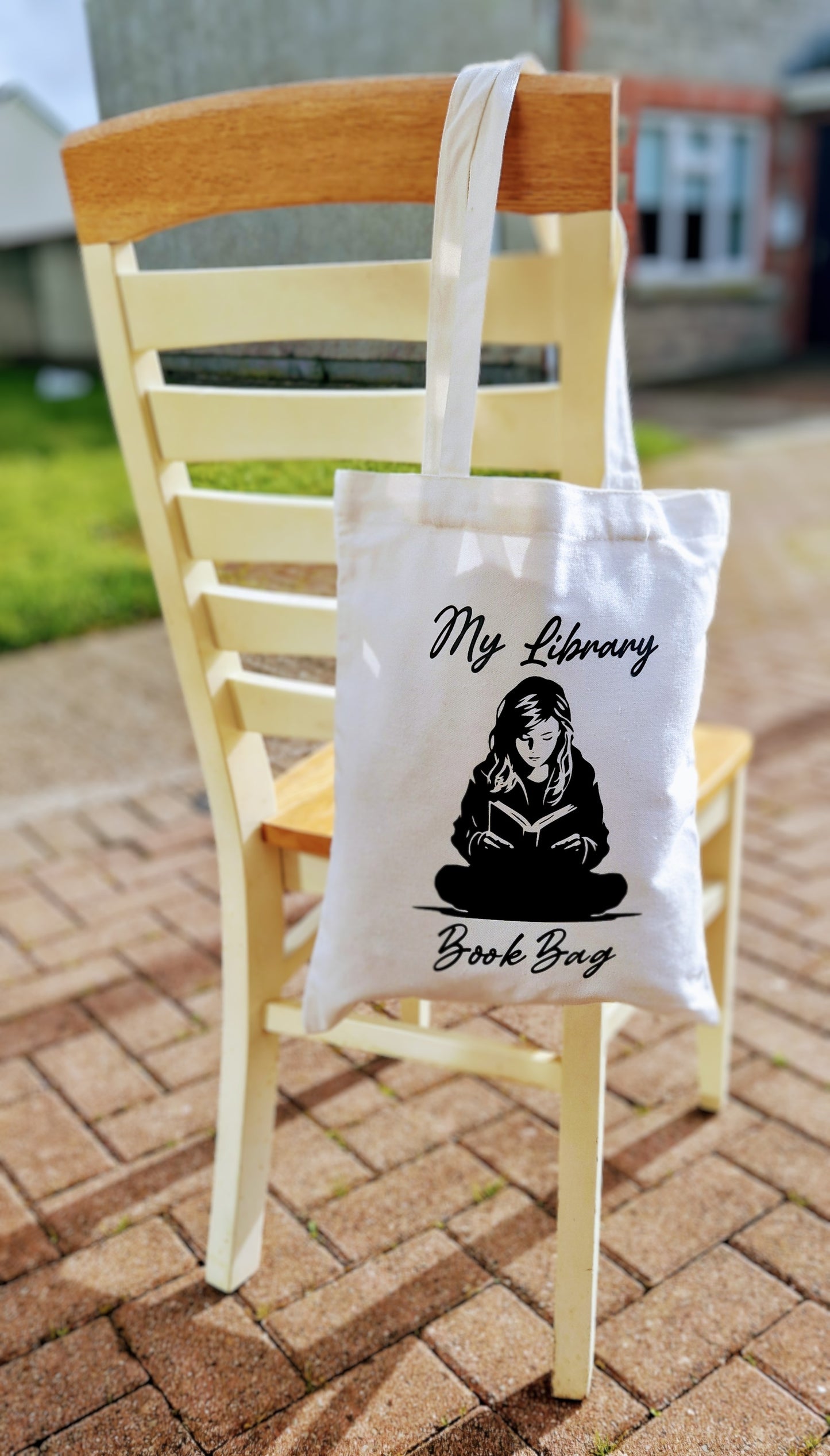 Library Book Tote Bag black