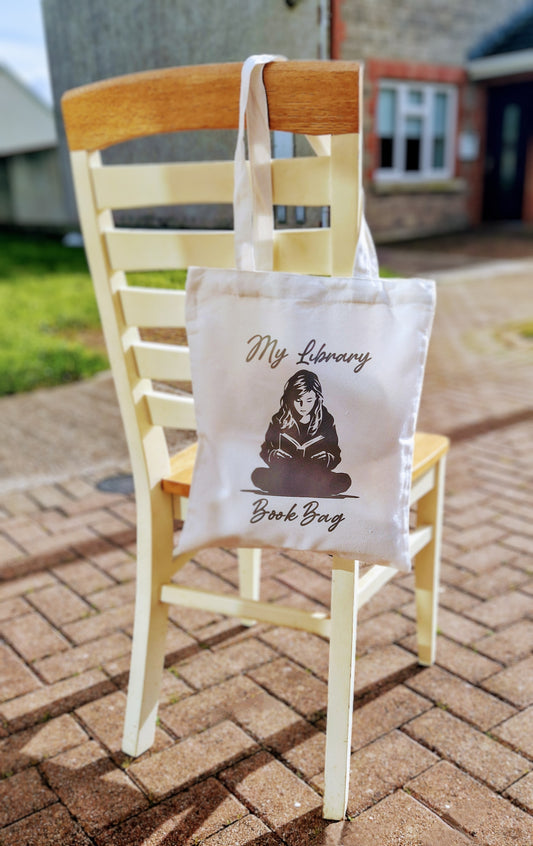 Library Book Tote Bag Grey